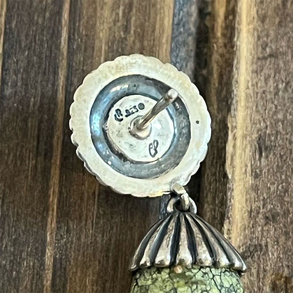 Carolyn Pollack Relios Sterling Silver Green Serpentine Dangle Earrings - Picture 5 of 7